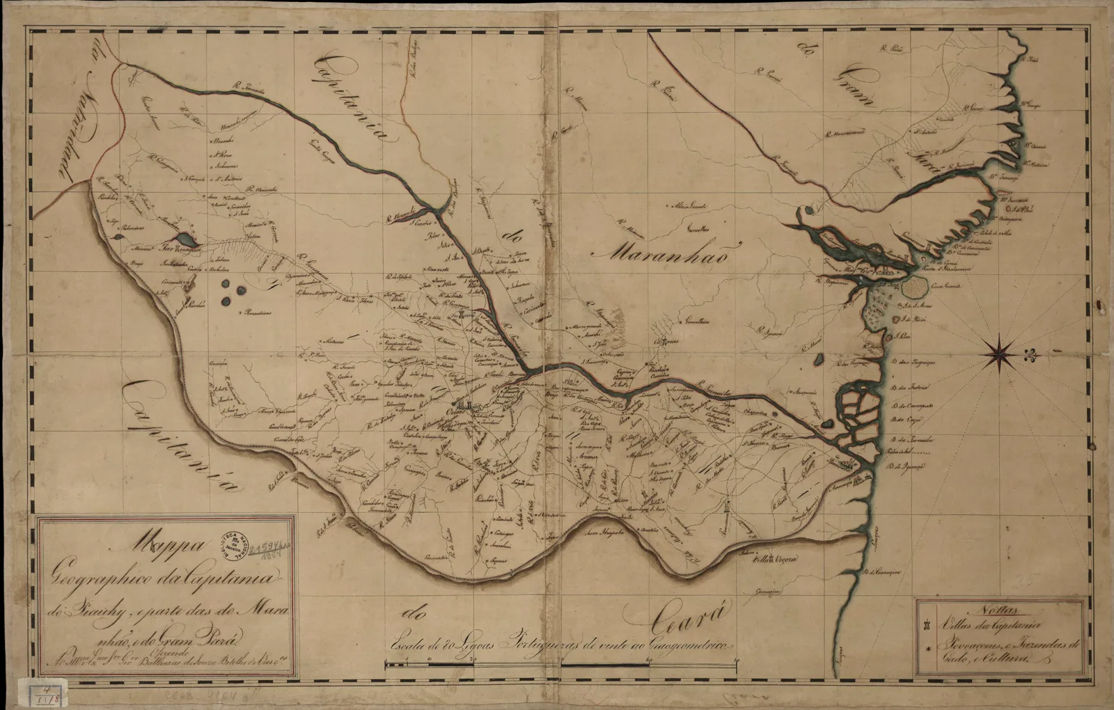 Mapa histórico da Capitania do Piauí e parte das capitanias do Ceará e Rio Grande do Norte