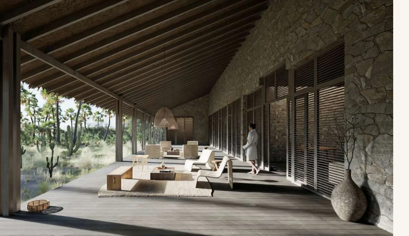 Spa — sala de tratamento com iluminação natural e pedras