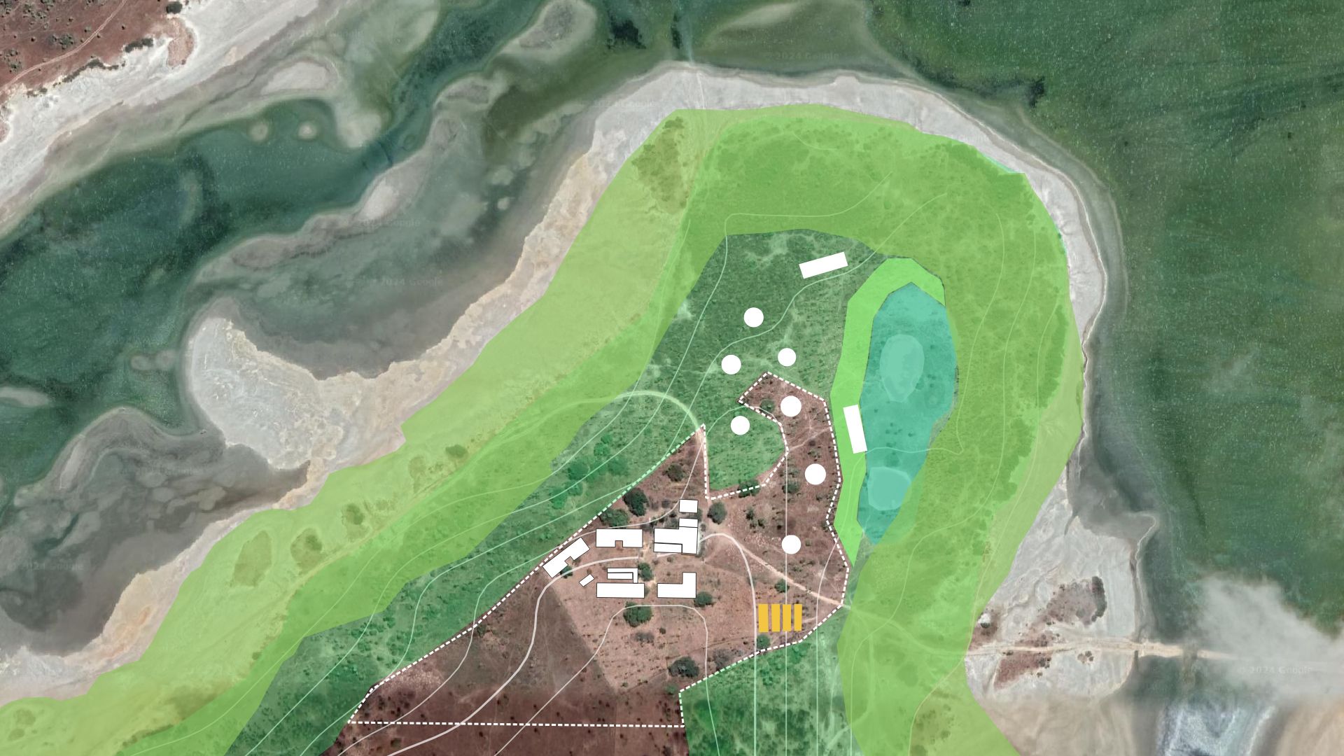 Paisagem do Núcleo Semear com suas áreas produtivas